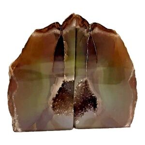 Set of Genuine Agate Geode Bookends From Brazil